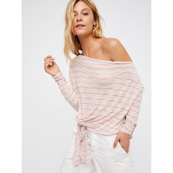Free People Tops - NWT Free People Striped Off The Shoulder Tee Top L